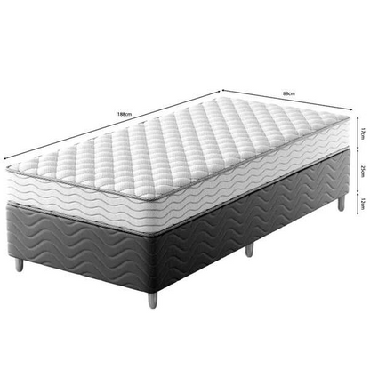 Cama Box Com Colchão Solteiro Howie Espuma D33 (17x88x188) Branco E Cinza
