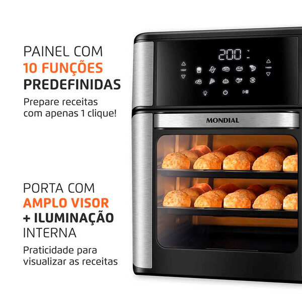 Fritadeira Air Fryer Forno Oven 12l Mondial Afon-12l-bi 2000w 220v