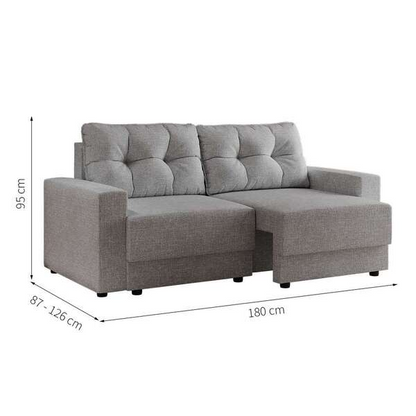 Sofá 3 Lugares Retrátil Lubeck Linho Cinza